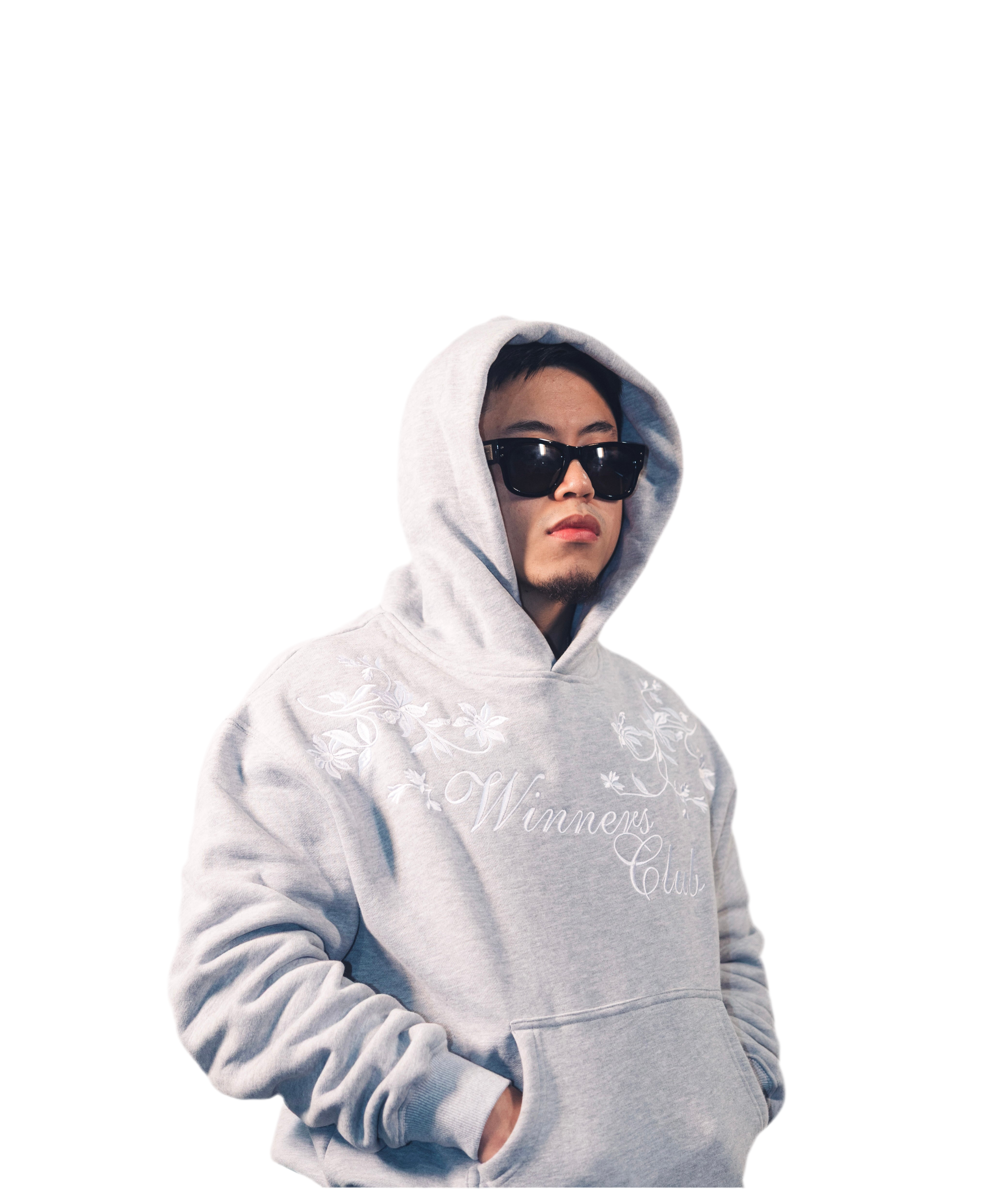 EMBROIDERED FLORAL HOODIE (MOONSTONE)