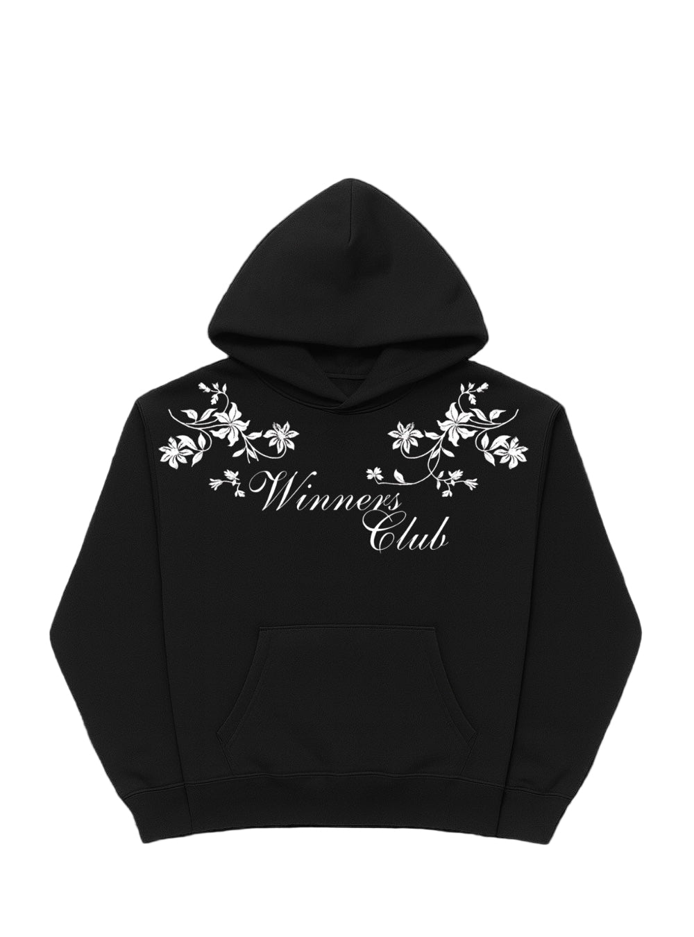 EMBROIDERED FLORAL HOODIE (BLACK)