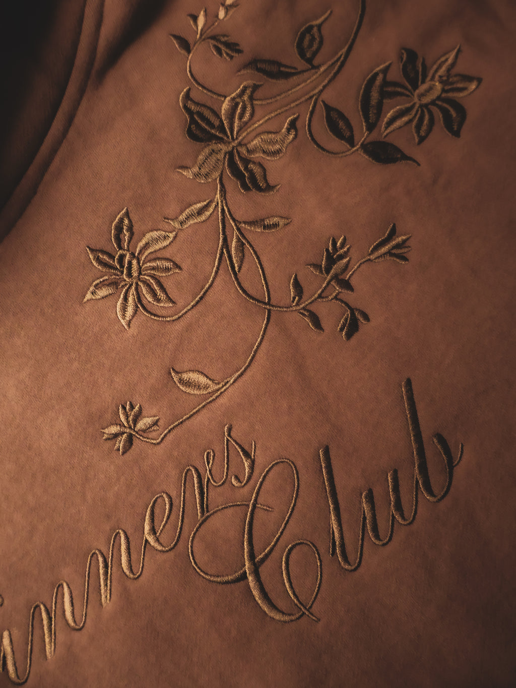 EMBROIDERED FLORAL HOODIE (MOCHA)