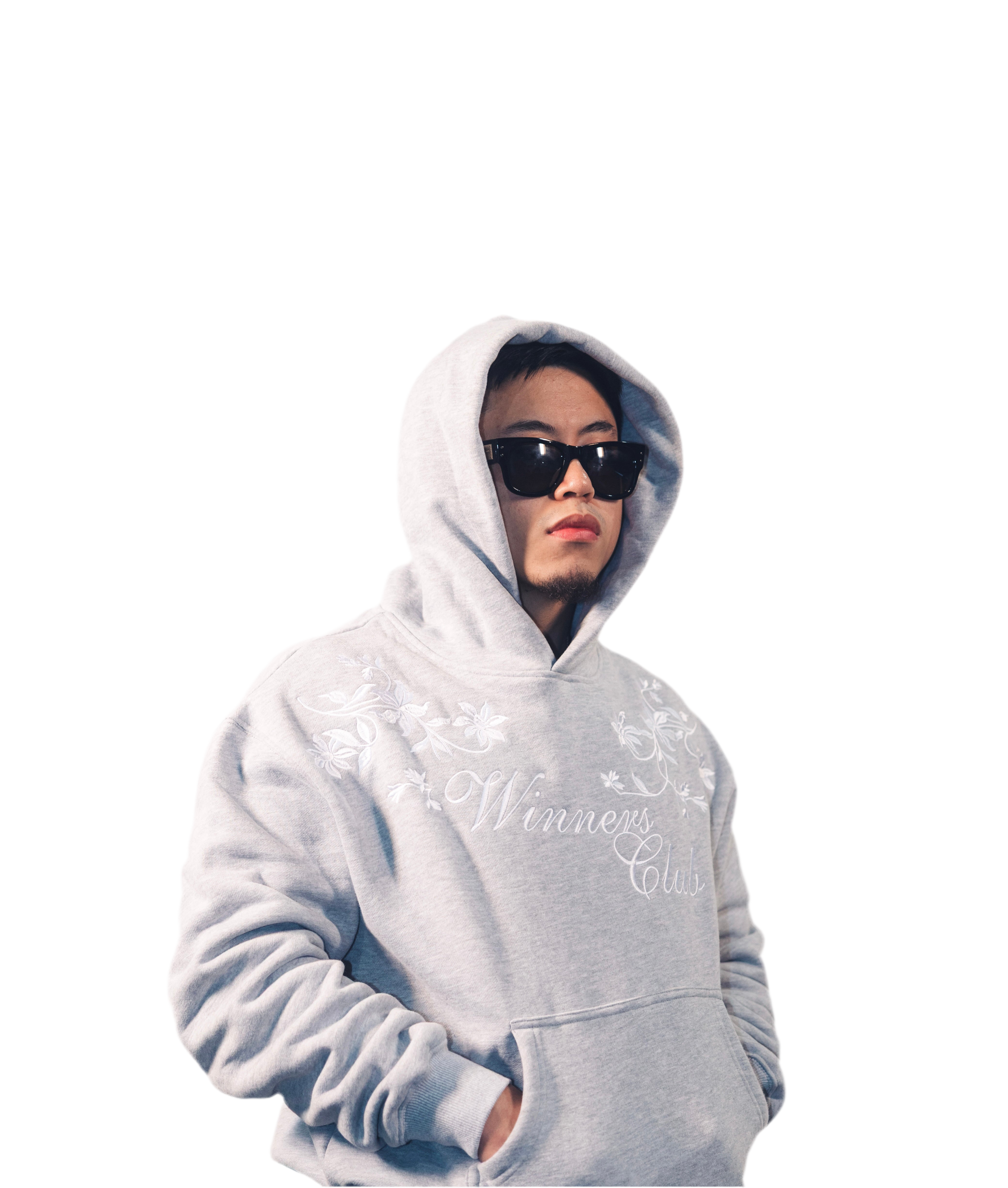 EMBROIDERED FLORAL HOODIE (MOONSTONE)