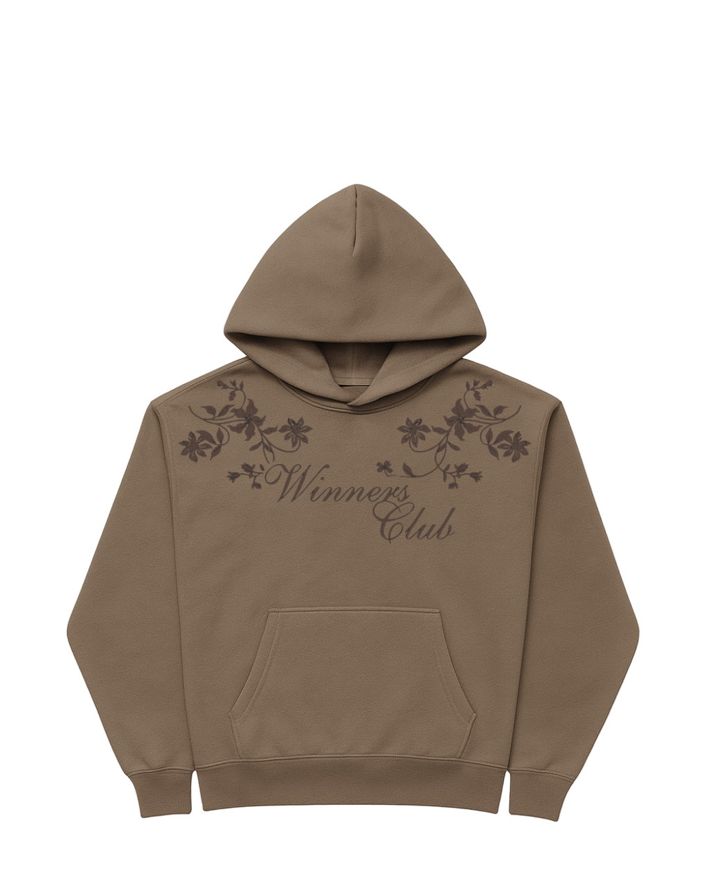 EMBROIDERED FLORAL HOODIE (MOCHA)