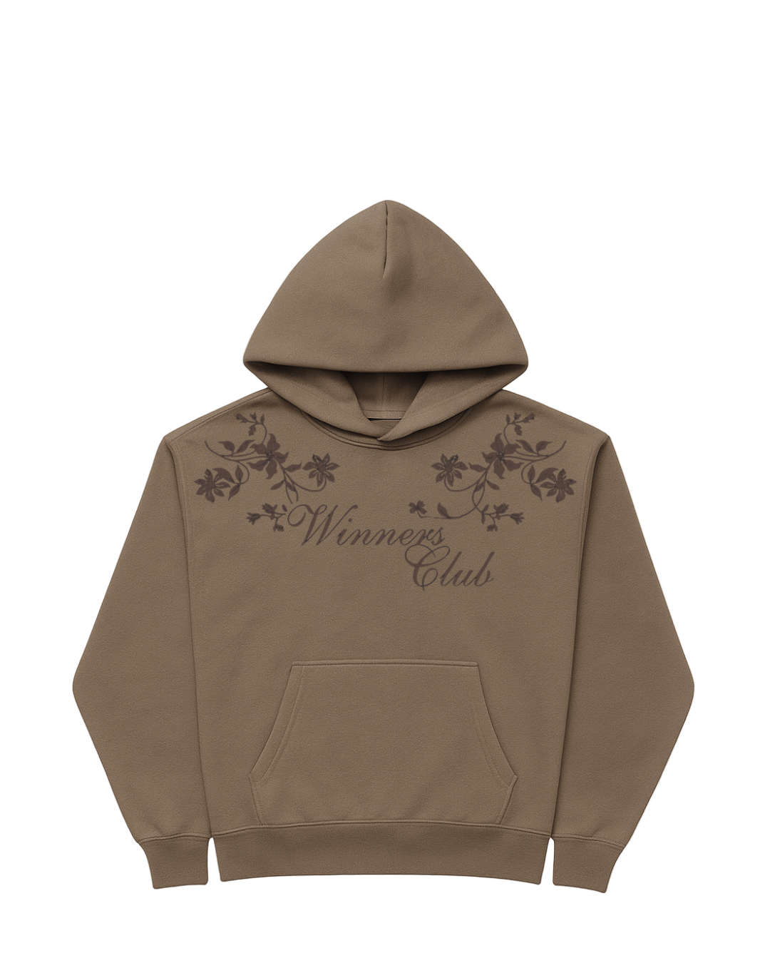 EMBROIDERED FLORAL HOODIE (MOCHA)